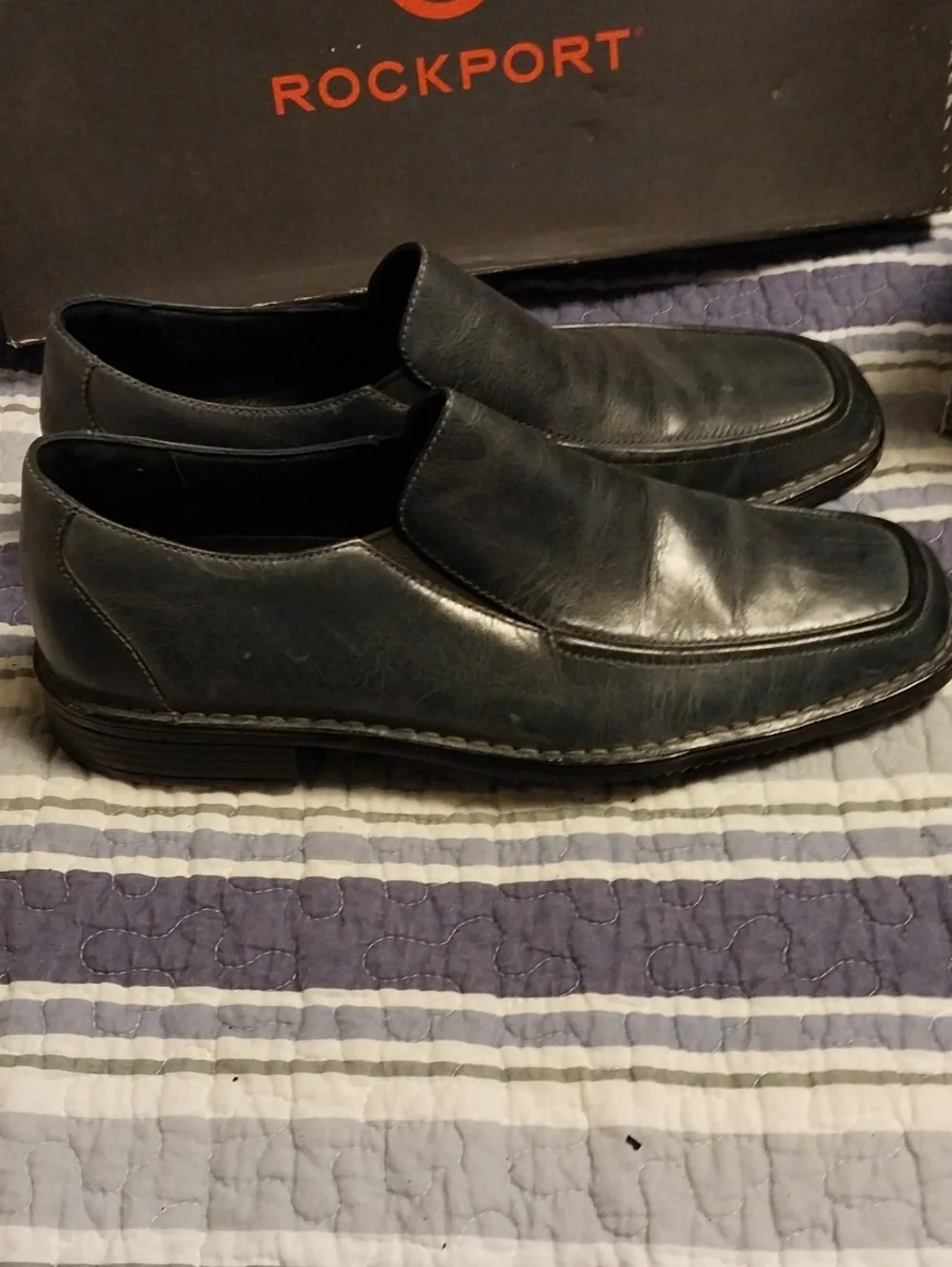 New With Tags Rockport Blue Gary Slip-On Leather Loafers